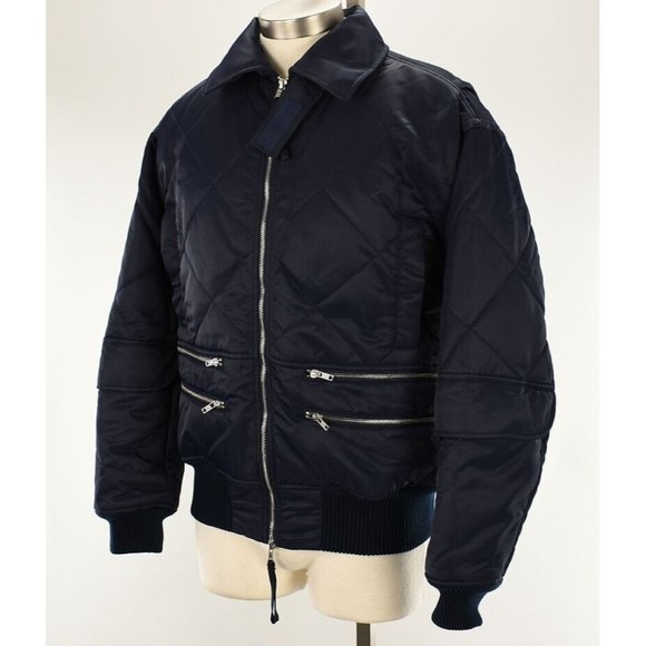 HELMUT LANG Men Navy Blue Quilted Aviator Insulated Quilted Jacket SMALL NWT